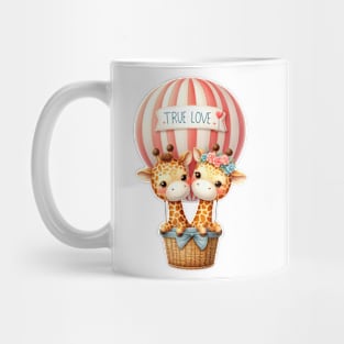 Valentine Giraffe Couple On Hot Air Balloon Mug